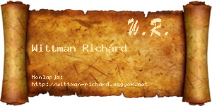 Wittman Richárd névjegykártya